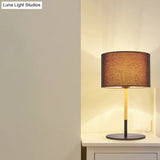 Lillian - Countryside Fabric Drum Shade Nightstand Lighting