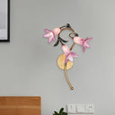 Lily Metal Sconce Lamp - Romantic Led Wall Mounted Light Fixture In White/Pink Pink