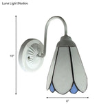 Lily Sconce Light: 1-Head White Glass Tiffany Wall Mounted Fixture For Bedroom