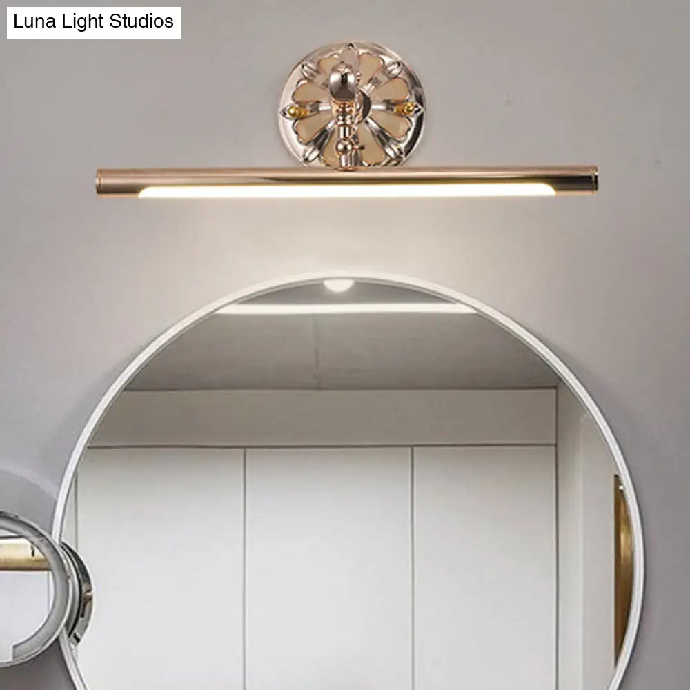 Linear Gold Led Wall Light Fixture - Traditional Metal Make-Up Lighting 16/22/28 Wide