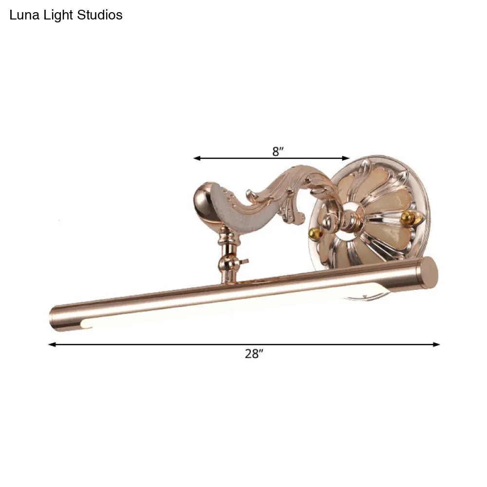 Linear Gold Led Wall Light Fixture - Traditional Metal Make-Up Lighting 16/22/28 Wide