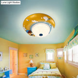 Little Angel Resin Crescent Flush Mount Light - Modern Ceiling Lamp For Kid Bedroom