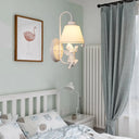 Little Angel Wall Light For Childs Bedroom - Metal Sconce With Single Head And Tapered Shade White