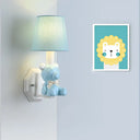 Little Bear Wall Light: Eye-Caring Cartoon Sconce Lamp With Coolie Shade - Resin 1 Head Blue