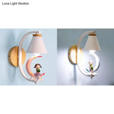 Little Kid Deco Funnel Shade Wall Light: Lovely 1 Head Metal Sconce For Child Bedroom