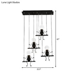 Little People Multi Pendant Light Fixture - Contemporary Metal Hanging In Black 3/4/6 Bulbs