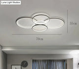 Living Room Main Lamp Atmospheric Hall Minimalist Circular Ring Indoor Ceiling Black / L 70Cm White