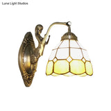 Living Room Wall Mounted Light: Bronze Mermaid Lamp With Blue & White Glass Shade