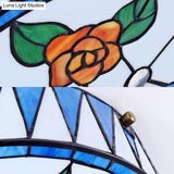 Lodge Ceiling Light: Rose Pattern With Blue Glass Lampshade