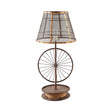 Lodge Cone Shade Table Lamp - Stylish Mesh Design 1 Bulb Iron Desk Light With Wheel Deco In Bronze