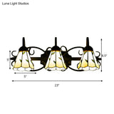 Lodge Leaf Vanity Light In Beige - 3 Stained Glass Wall Lights For Bedroom Lighting