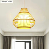Lodge Style Bamboo Pendant Lamp - 16/18 Curved Hanging Light Fixture For Dining Room 1 Beige