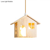 Lodge Style Rubber Wood Drop Pendant Light With 1 Bulb - Perfect For Dining Table