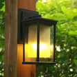 Lodge Yard Amber Glass Wall Sconce With Clear Rectangle Shade - Black Finish