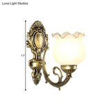 Loft Style Bud Wall Mount Lamp - Opaline Glass Lighting Fixture (Single Bulb) Black/White/Brass