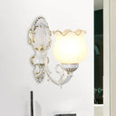 Loft Style Bud Wall Mount Lamp - Opaline Glass Lighting Fixture (Single Bulb) Black/White/Brass Gold