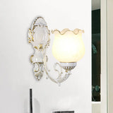 Loft Style Bud Wall Mount Lamp - Opaline Glass Lighting Fixture (Single Bulb) Black/White/Brass Gold