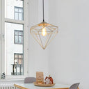 Loft Style Iron Wire Cage Pendant Lamp - Dining Room Suspension Light Fixture Gold / Diamond
