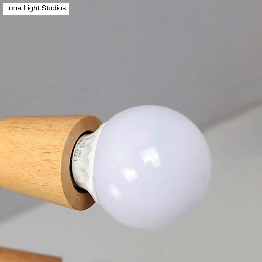 Loft Style Metal Ceiling Light With Open Bulb & Twisted Arm – 3/5 Lights Wood Accent Perfect For