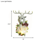Loft Style Wall Mounted Sconce With Clear Crystal Shade Blue/Gold Finish And Deer Head Accent