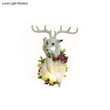 Loft Style Wall Mounted Sconce With Clear Crystal Shade Blue/Gold Finish And Deer Head Accent