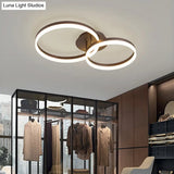 Loop Bedroom Led Flush Ceiling Lamp - Minimalist Brown Semi Mount In Warm/White/Natural Light