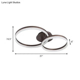 Loop Bedroom Led Flush Ceiling Lamp - Minimalist Brown Semi Mount In Warm/White/Natural Light