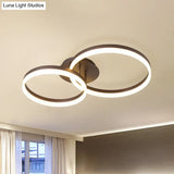 Loop Bedroom Led Flush Ceiling Lamp - Minimalist Brown Semi Mount In Warm/White/Natural Light