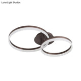 Loop Bedroom Led Flush Ceiling Lamp - Minimalist Brown Semi Mount In Warm/White/Natural Light