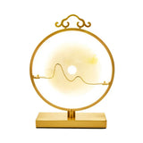 Loop Night Table Lamp In Brass With Led Lighting Simple Metal Design 11/12 Width Round Jade Deco For