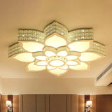 Lotus Crystal Flush Mount Light Fixture - White 23.5’/29.5’/35.5’ W Led Ceiling In Warm/White