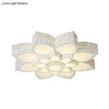 Lotus Crystal Flush Mount Light Fixture - White 23.5’/29.5’/35.5’ W Led Ceiling In Warm/White