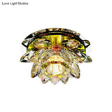 Lotus Crystal Led Flush Mount Ceiling Light For Porch In Warm/White