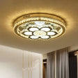 Lotus Crystal Led Flush Mount Lamp - Minimalistic Stainless-Steel Ceiling Lighting