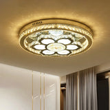 Lotus Crystal Led Flush Mount Lamp - Minimalistic Stainless-Steel Ceiling Lighting