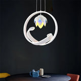 Lotus Hanging Pendant Led Chandelier: Modern Style For Dining Room Décor In White