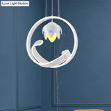 Lotus Hanging Pendant Led Chandelier: Modern Style For Dining Room Décor In White