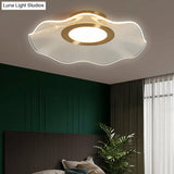 Lotus Leaf Acrylic Ceiling Light With Gold Finish And Led For Bedroom