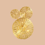 Lotus Leaf Etched Brass Wall Sconce - Metal Art Deco Stairs Lamp / 3