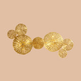 Lotus Leaf Etched Brass Wall Sconce - Metal Art Deco Stairs Lamp / 7