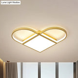 Love Shaped Thin Surface Ceiling Light In Gold With Led Flush Mount Lighting - Modern Metal Design
