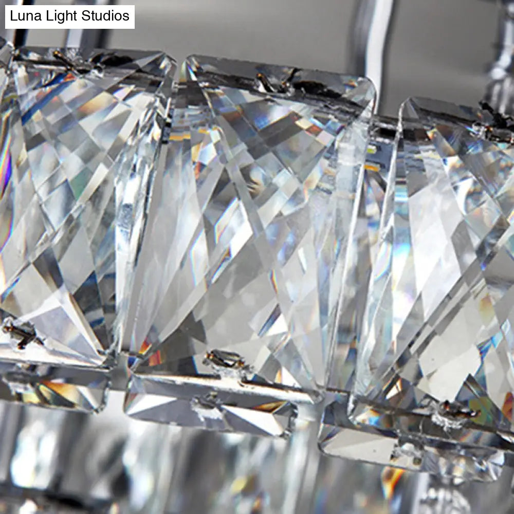 Loving Heart Ceiling Flush Light With Maple Leaf Charm - 2 Tiers Stainless Steel Mirror Crystal