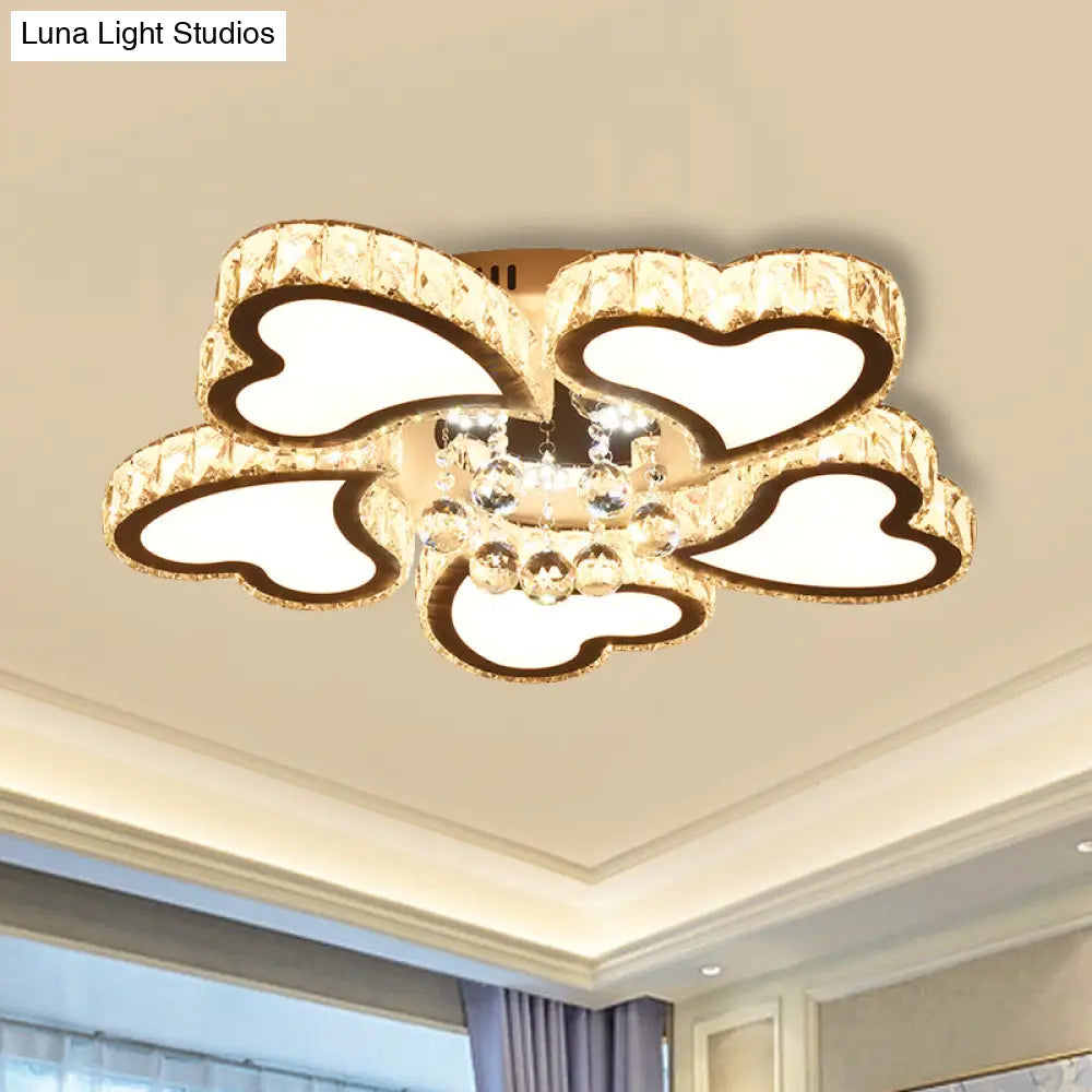 Loving Heart Crystal Block Ceiling Flush Led Mount Light