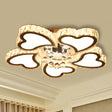 Loving Heart Crystal Block Ceiling Flush Led Mount Light Stainless - Steel