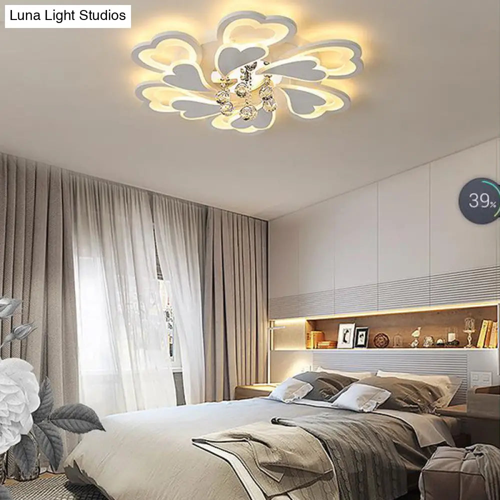 Loving-Heart Led Flush Light In Warm/White - Contemporary Acrylic Design 27’/31.5’ Wide