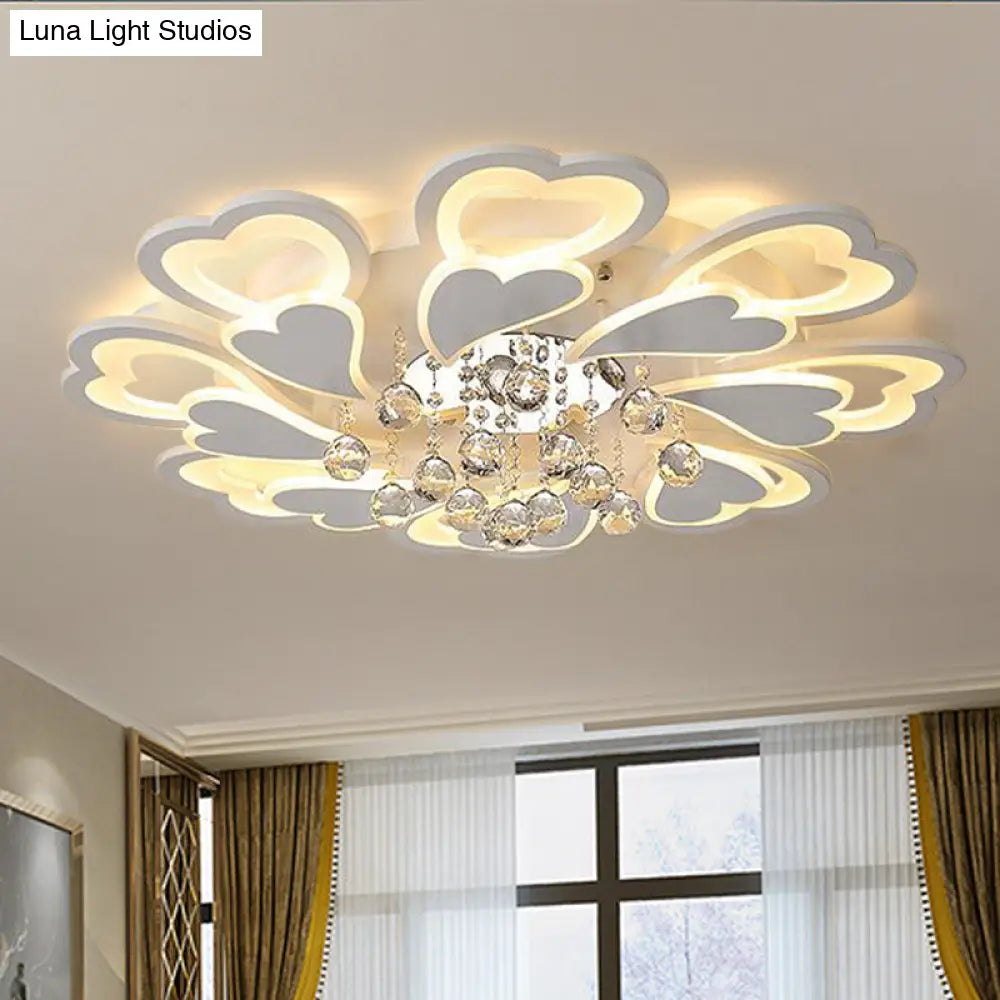 Loving-Heart Led Flush Light In Warm/White - Contemporary Acrylic Design 27’/31.5’ Wide