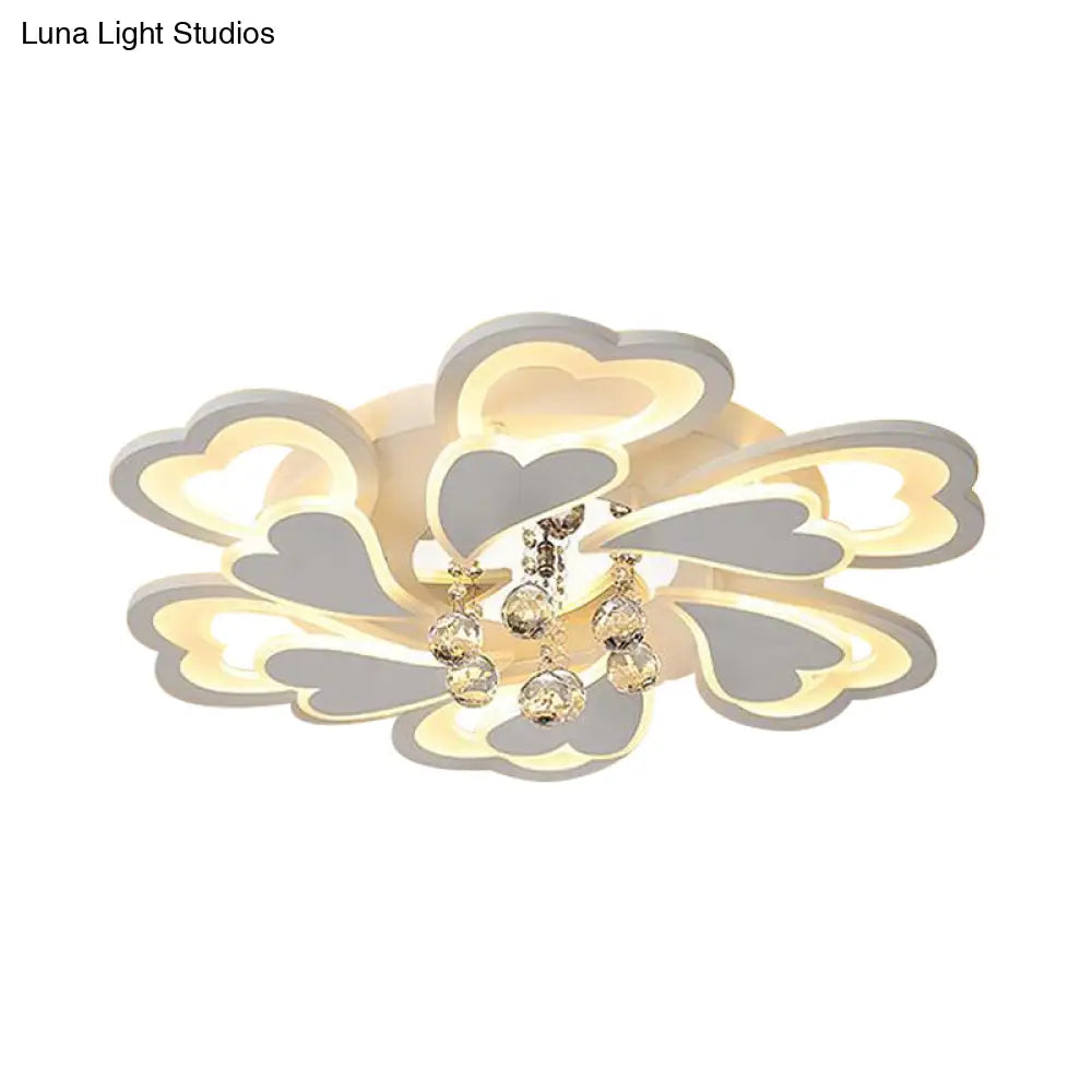 Loving-Heart Led Flush Light In Warm/White - Contemporary Acrylic Design 27’/31.5’ Wide