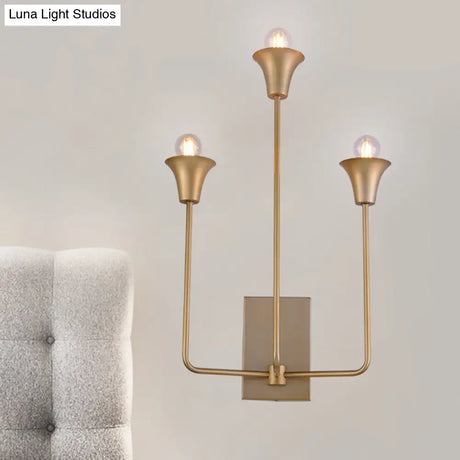 Luxurious Metal Bell Sconce Light Fixture 3-Bulb Wall Mounted Lighting In Elegant Gold