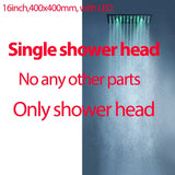 Luxury 16/20 Inch 400/500mm Rainfall Mist Spray LED Shower Head Set Constant Temperature Valve Mixer With Side Massage