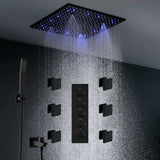 Luxury 16/20 Inch 400/500mm Rainfall Mist Spray LED Shower Head Set Constant Temperature Valve Mixer With Side Massage